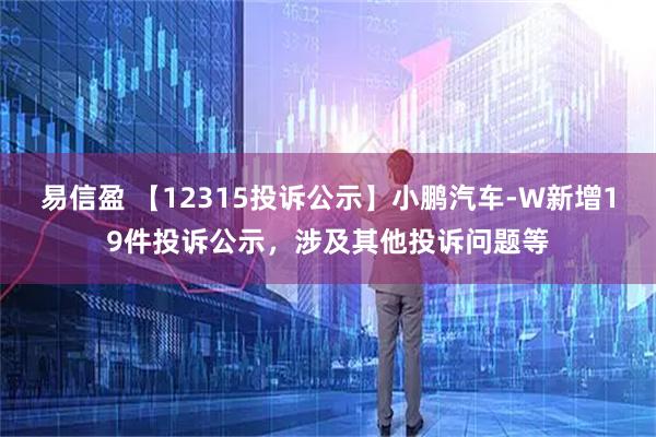 易信盈 【12315投诉公示】小鹏汽车-W新增19件投诉公示，涉及其他投诉问题等